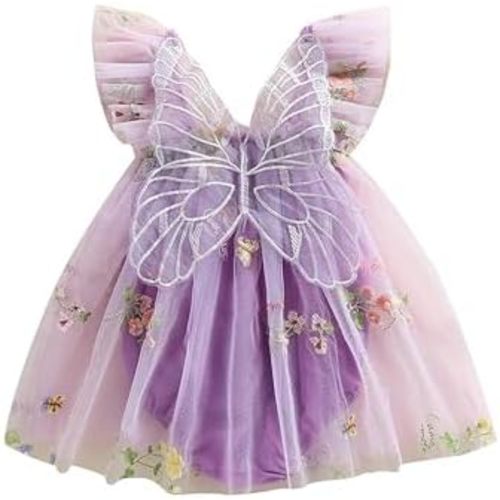 Newborn Baby Girl Romper Dress Flower Butterfly Embroidery Sleeveless Romper Tulle Mesh Princess Dress