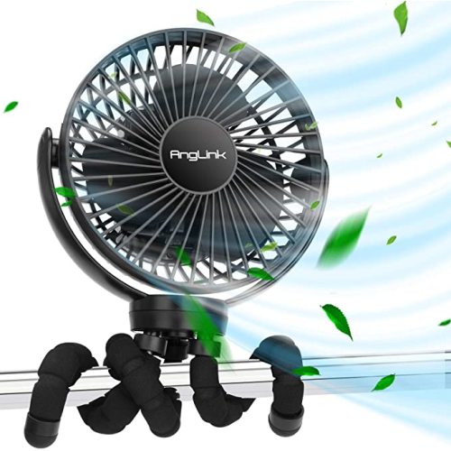 Amazon.com: AngLink Baby Stroller Fan - 5000mAh Battery Operated USB Rechargeable Portable Fans with Flexible Tripod for Car Seat, Bed, Travel, Office, Bedroom, Bike, Kids | Black : Everything Else
