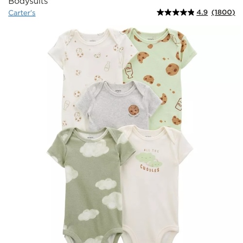 Baby Carter's 5-Pack Milk And Cookies Short Sleeve Bodysuits