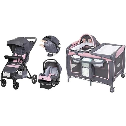 Baby Trend Passport Cargo Travel System, Pink Bamboo with Lil' Snooze Deluxe III Bassinet
