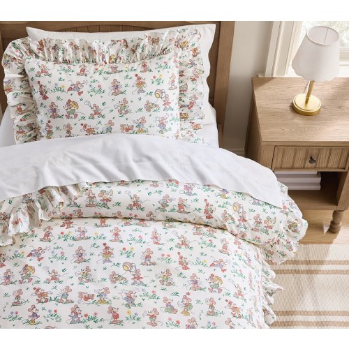 Disney Home x Sanderson Mickey and Minnie Mouse Garden Organic Duvet Cover & Shams | Pottery Barn Kids