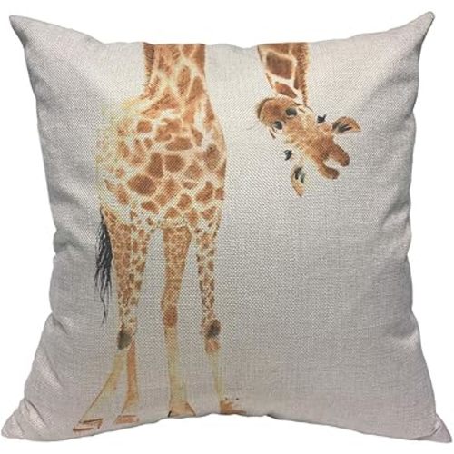 TKS MITLAN Giraffe Pillow Cover 18x18 inch Brown Plum Pattern Head Hanging Upside Down Wild Animals Lovely Pillows Decorative Throw Pillows Farmhouse Decor for Home Cushion Case