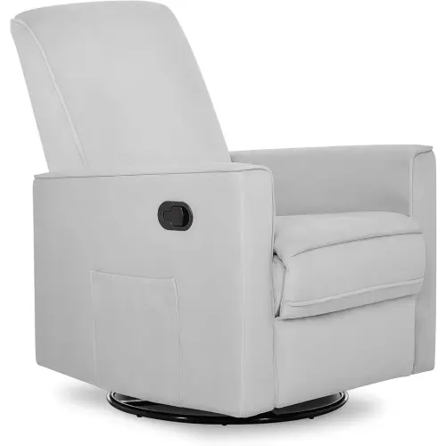 Evolur Raleigh Glider in Grey, Upholstered Plush Seating 360° Swivel Glider Rocking Chair, FSC Certified, Greenguard Gold & JPMA Certified Nursery Glider Recliner