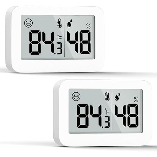 DOOMAY 2-Pack Mini Hygrometer Indoor Thermometer, Humidity Gauge with Switch (℃/℉), Humidity Meter Digital Temperature Monitor for Greenhouse Babyroom Cellar Reptile Incubator Closet