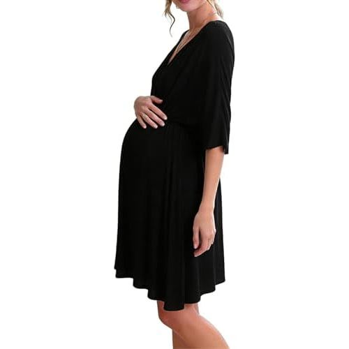 3 in 1 Labor/Delivery/Hospital Gown Maternity Dress Nursing Nightgown Sleepwear for Breastfeeding Pregnancy Dress