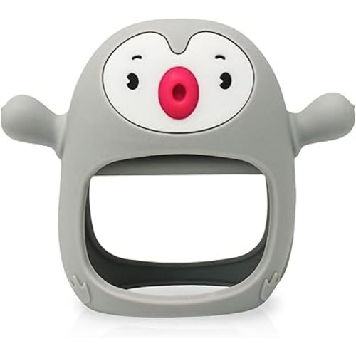 Teething Toy for Infants & Babies, Teethers for Babies 3-6 Months, Baby Teethers 0-6 Months, Teething Toys 6-12 Months, TotCo Never-Drop Baby Teething Toy, Grey