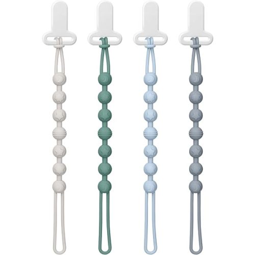 Pacifier Clips Baby Boys: One-Piece Baby Pacifier Clip, 100% Food Grade Silicone, Pacifier Holder Clip for Boys and Girls, Baby Newborn Essentials, Soft and Flexible Silicone Pacifier Clip