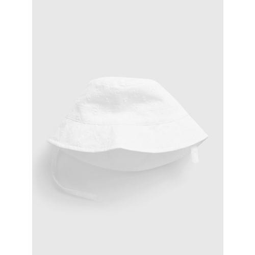 Baby Eyelet Bucket Hat in optic white
