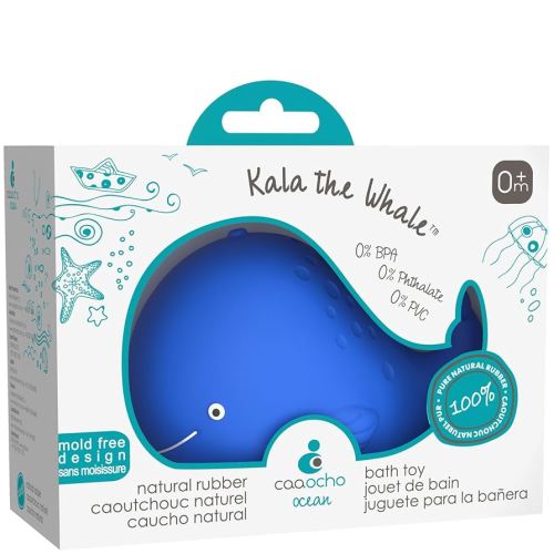 Pure Natural Rubber Baby Bath Toy - Kala the Whale - Without Holes, BPA, PVC, Phthalates Free, All Natural, Textured for Sensory Play, Sealed Bath Rubber Toy, Hole Free Bathtub Toy for Babies