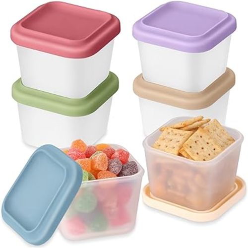 6 Pack 12 oz Silicone Snack Container for Kids, Reusable Silicone Food Storage Containers with Lid, Meal Prep Storage for Fruit, Kids Lunch Box for Travel, Home