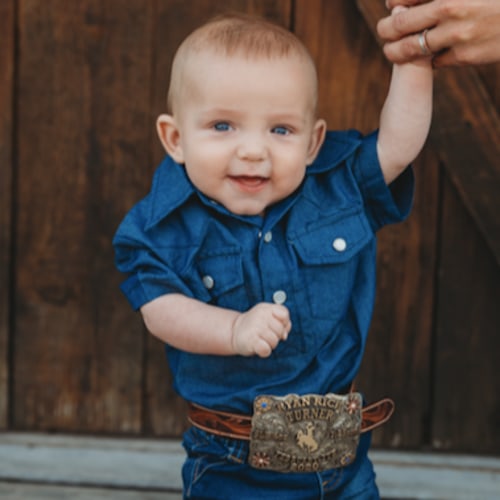 Dark Denim SS Pearl Snap Onesie Baby (0-18M)