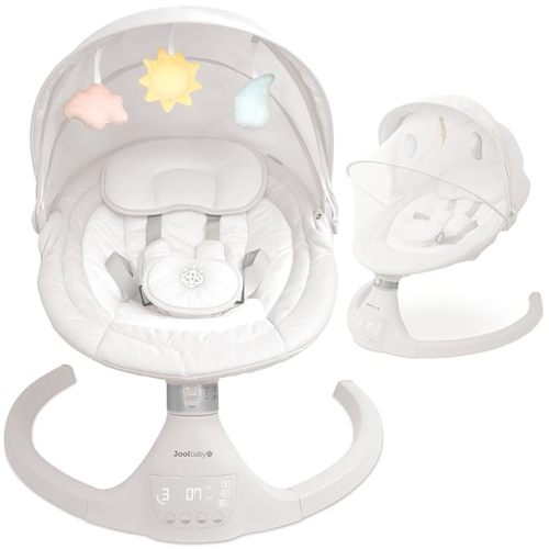Jool Baby Nova Swing for Newborns - Electric Motorized Infant Swing, Bluetooth Music, 10 Preset Melodies, Remote (Updated Model, Stone)