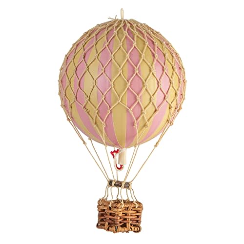 Authentic Models, Floating The Skies Air Balloon, Hanging Home Decor - 5.3 Inch Height, Historic Hot Air Balloon Model for Home Decor, Detailed Vintage Decorations to Hang from Ceiling - Pink