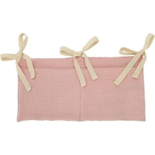 Baby Diaper Caddy Organizer, Diaper Stacker, Baby Crib Hanging Pocket with Straps Classified Storage Bag Organizer for Nursery Diapers Wipes Baby Essentials (Pink)