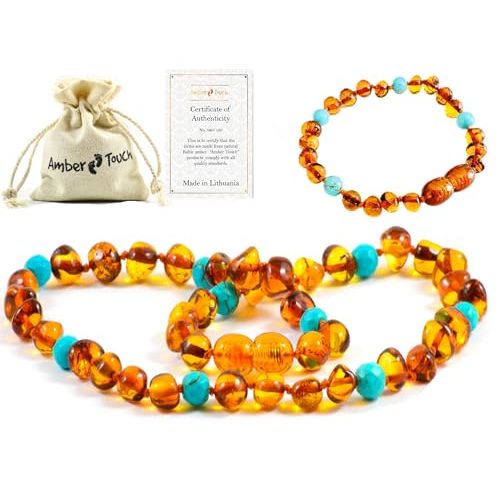 Baltic Amber Necklace and Amber Bracelet - Natural Amber from Baltic Region (13in. and 5.5in.)