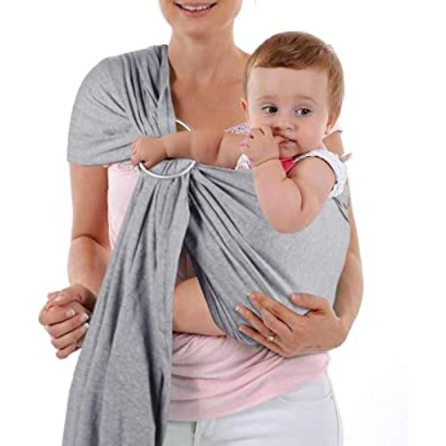 Baby Wrap Carrier and Ring Sling, Adjustable Linen Baby Wrap for Infant, Infant Sling for Infant, Newborn, Kids and Toddlers – Grey