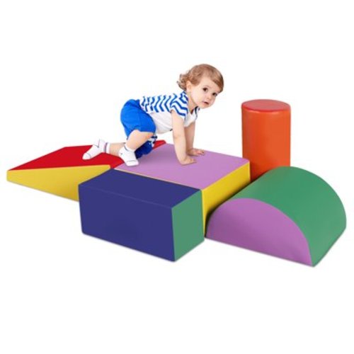 AILEEKISS Climb Foam Blocks for Toddler, 5Pcs Soft Baby Climb and Crawl Toy Set Indoor Foam Playset