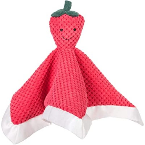 Apricot Lamb Stuffed Fruit Strawberry Security Blanket Infant Nursery Character Blanket Luxury Snuggler Plush Baby Lovey(Strawberry, 13 Inches)