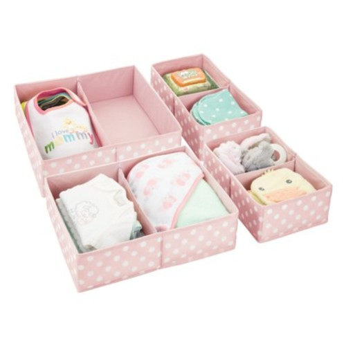 mDesign Fabric Nursery Drawer Divider Organizers, 2 Pack, Color: Pink/white