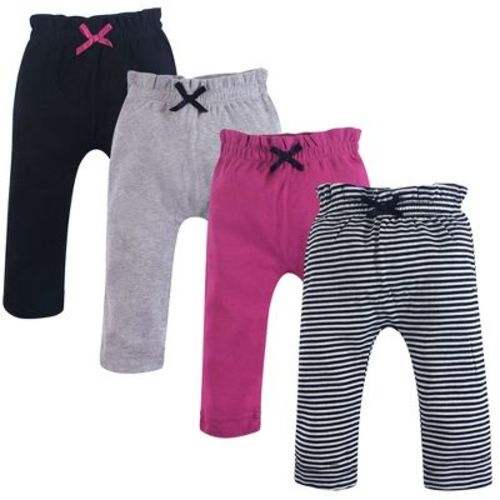 Touched By Nature Baby And Toddler Girl Organic Cotton Pants 4pk, Black Berry, 0-3 Months