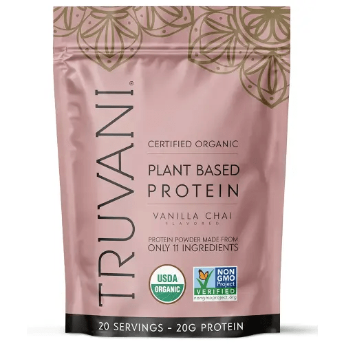 Truvani Vegan Pea Protein Powder | Vanilla Chai | 20g Organic Plant Based Protein | 20 Servings | Keto | Gluten & Dairy Free | Low Carb | No Added Sugar
