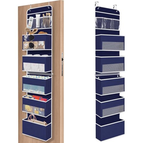 SpaceHacks 6-Tier Over The Door Organizer, Hanging Storage Organizer with Clear Window, 40lb Ultra Sturdy Large Capacity Room Organizer for Pantry Bathroom Nursery Closet Baby Essential (Beige)