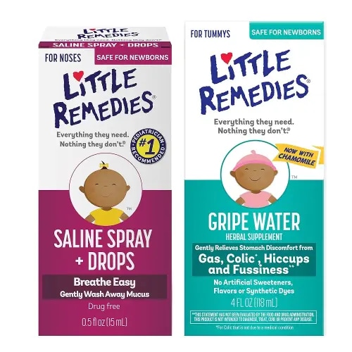 Little Remedies Infant Gas and Nose Solutions (1-0.5 oz Saline Spray and Drops, 1-4 oz Fast Acting Gripe Water)