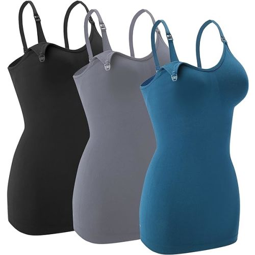 Nursing Tank Tops for Breastfeeding - Pregnancy Must Haves Maternity Camisoles with Built in Bra
