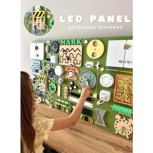 Large olive green busy board, goddaughter gifts, eco friendly toy, custom busy board, siblings gift idea, Montessori board