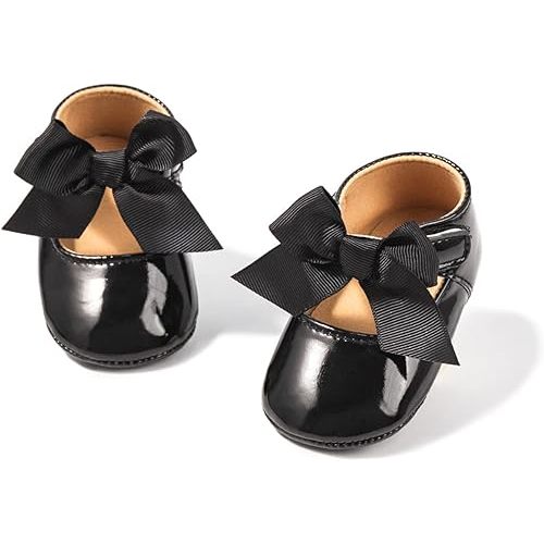HsdsBebe Infant Baby Girls Mary Jane Flats Bow Non-Slip Soft Sole Princess Toddler First Walkers Sneaker Wedding Dress Shoes