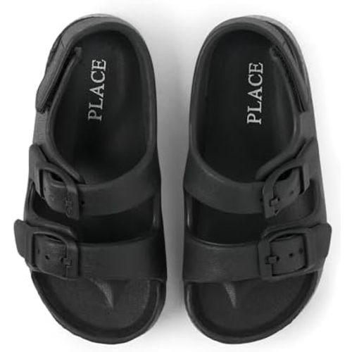 The Children's Place Baby Boys and Toddler Everyday Double Buckle Slide Sandals with Backstrap