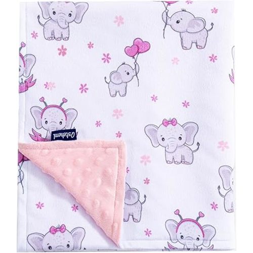 QSTEHEML Baby Blanket for Boys Girls Super Soft Blanket,Fluffy WarmLightweight Baby Receiving Blankets,Double Layer with Dotted Backing for Toddler Nursery (Elephant, 30 * 40inch)