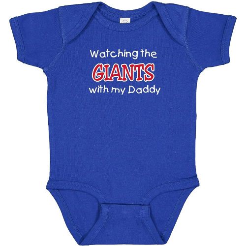 Curiositees Football Fan Watching the Giants with My Daddy Baby Boy's Bodysuit Outfit - Royal