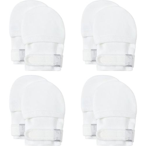 HAPIU Baby No Scratch Mittens Stay On, 100% Cotton Breathable, Adjustable Infant Gloves for Boys Girls, Newborn - 12 M