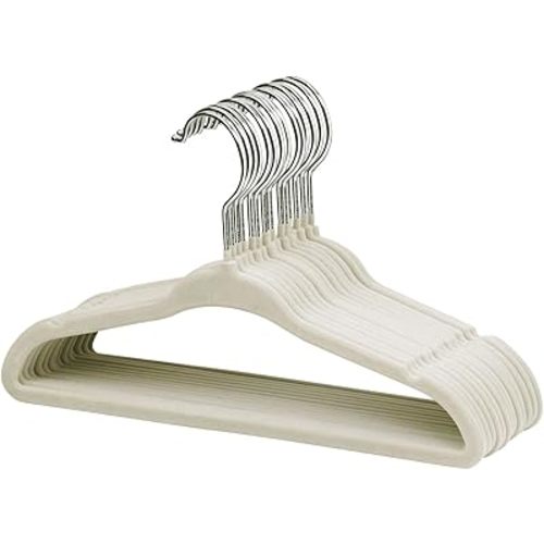 ManGotree Childrens Velvet Clothes Hangers, Baby Kids Hangers for Clothes Space Saving Non-Slip 15Pack (Beige)