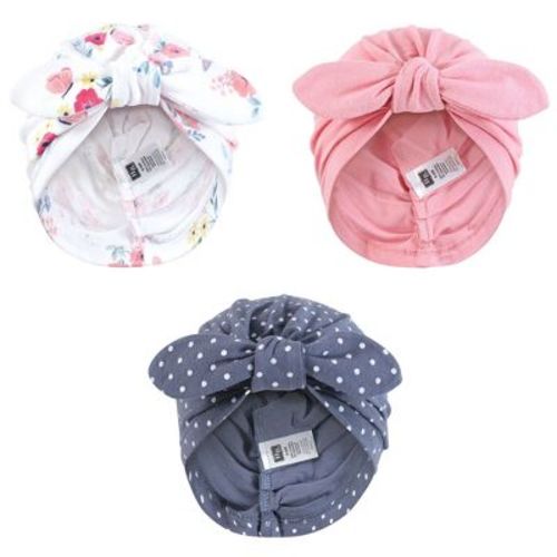Hudson Baby Infant Girls Turban Cotton Headwraps, Butterfly Floral, 0-24 Months