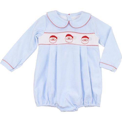 Blue Gingham Corduroy Smocked Santa Bubble – Cecil & Lou