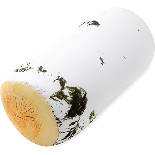 PILLOWY Microbead Log Roll Pillow - Bolster Tube Pillow Cushion Perfect Therapy Pillow - Airy Squishy Soft Bead Bag Bed Room Decoration, Neck Pillow Back Head Body Support, 14" X 8", Birch Wood