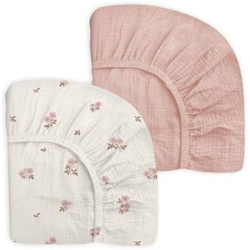 Mini Crib Sheets 2 Pack, Muslin Cotton Nursery Bedding, 24" x 38"