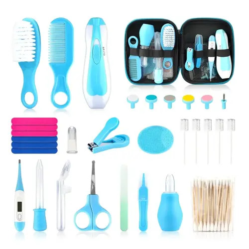 Baby Healthcare and Grooming Kit, Electric Safety Nail Trimmer Baby Nursery Set Newborn Nursery Health Care Set with Hair Brush Comb for Infant Toddlers Boys Girls Kids