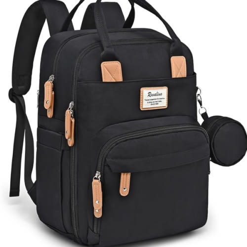 RUVALINO Diaper Bag Backpack, Multifunction Travel Pack Maternity Baby Changing Bags, Large Capacity, Waterproof, Black