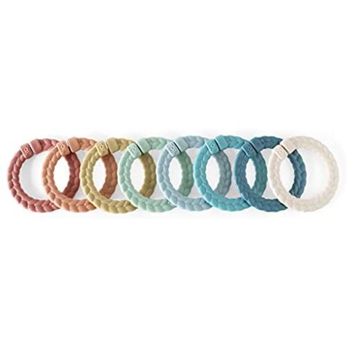 Itzy Ritzy Linking Ring Set; Set of 8 Braided, Rainbow-Colored Versatile Linking Rings; Attach to Car Seats, Strollers & Activity Gyms; Rainbow
