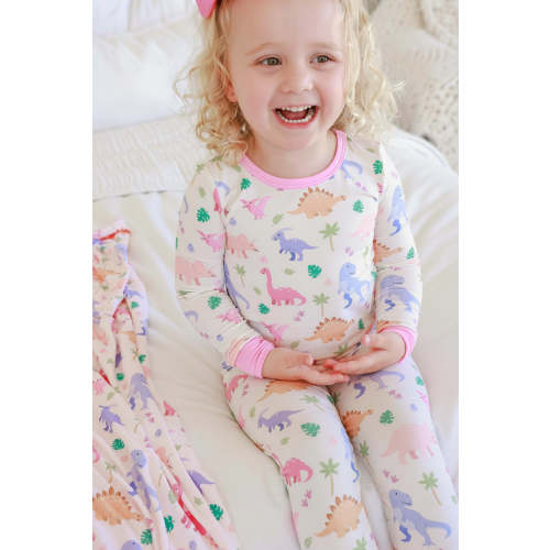Two-Piece Bamboo Pajamas in Little Fossil Pink | Caden Lane