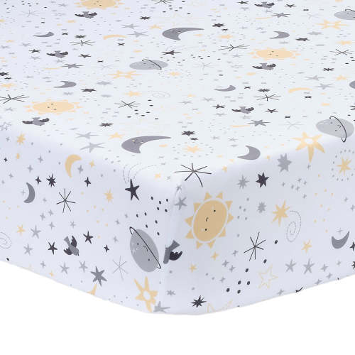 Little Star White Celestial Microfiber Baby Fitted Crib Sheet – Lambs & Ivy