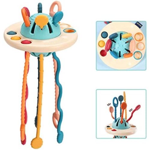 Blublu Park Silicone Pull String Interactive Toy, Sensory Toys for Toddlers Montessori Toys Baby Teething Toys Interactive Learning Development Toy (18M+)
