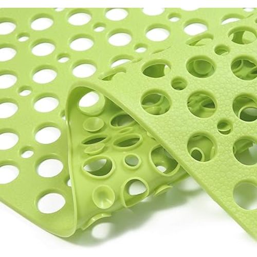 Nonslip Bathtub Mat Extra Soft TPE Bath Mat for Kids, Machine Washable Bathroom Shower Mat, Smooth/Non-Textured Tubs Only, 30L x 17W Inch (Green)