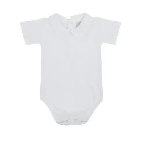 Peter Pan Collar Shirt & Onesie (Short Sleeve Pima)- Worth Avenue White