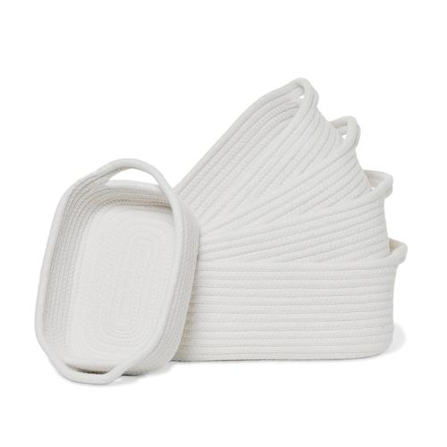 Storage Basket Set – 5-Piece Baskets for Organizing Home, Shelves, Nursery, Bathroom, Dog Toys, Small to Large Decorative Baskets – Off White