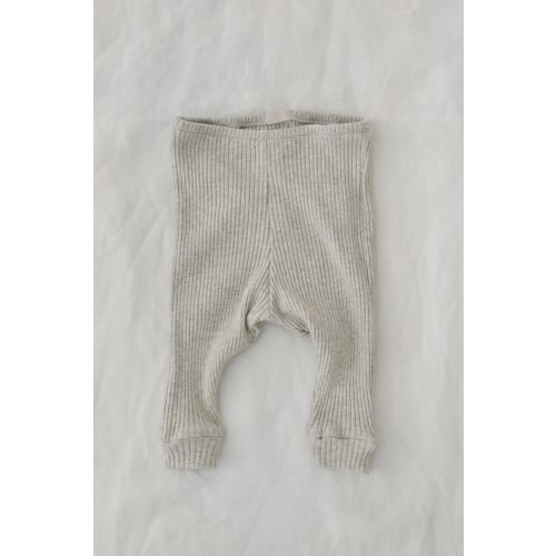 Wool Cotton Rib Leggings - Gray