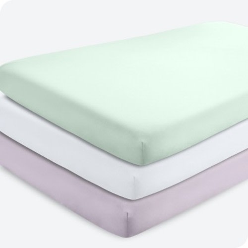 Fitted Crib Sheet - Hydro-Brushed Microfiber by Bare Home, Color: Spring mint/lilac/white, Size: crib - 3 pack